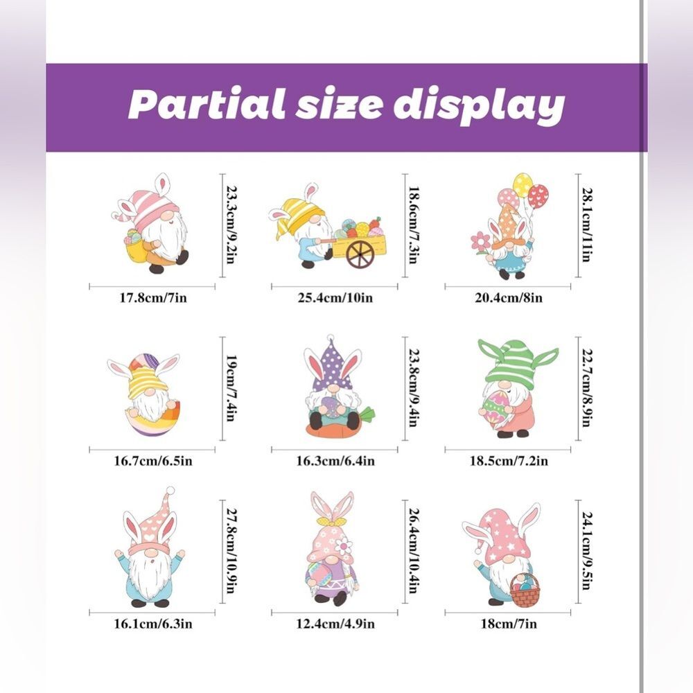 Gnome Easter Window Clings - 9 Sheets Stickers for Glass Windows NIP 2 set - Picture 9 of 10